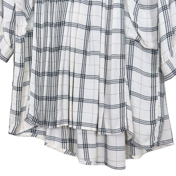 NWT Zara Off White Check Plaid Embroidered Dress Long Sleeve High Neck Pockets M - Picture 8 of 16